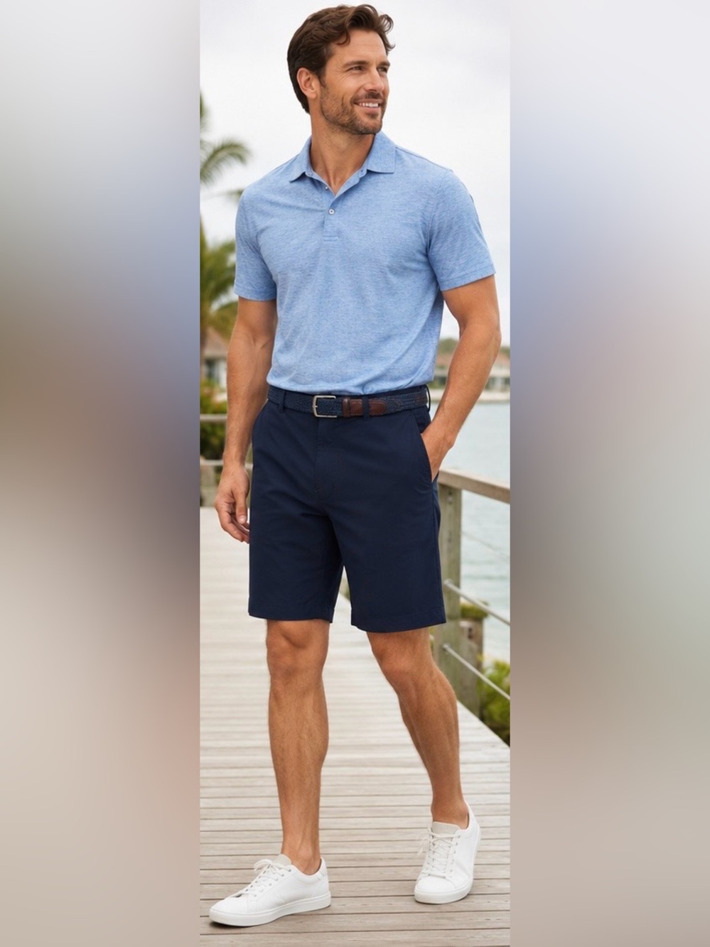 NWT Greg Norman Men’s Navy Stretch Golf Shorts Size 36 | 8.5” Inseam